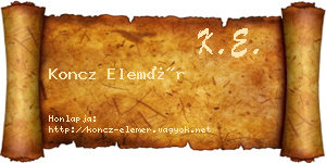 Koncz Elemér névjegykártya